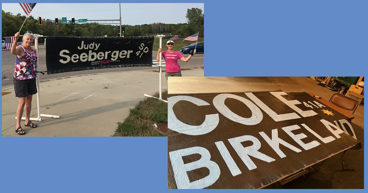 NO KINGS! Pop-Up Banner Lake Elmo Area, AM - Judy Seeberger & Cole Birkeland